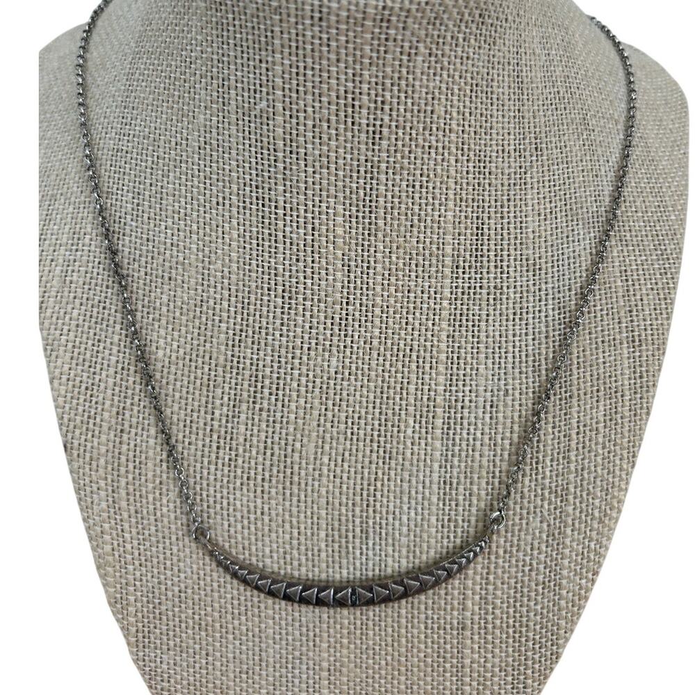 Lucky Brand Silver Bar Necklace with Triangle Pattern